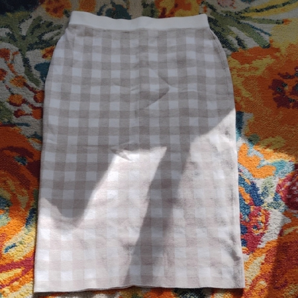 Joie Cream Checkered Pencil Skirt